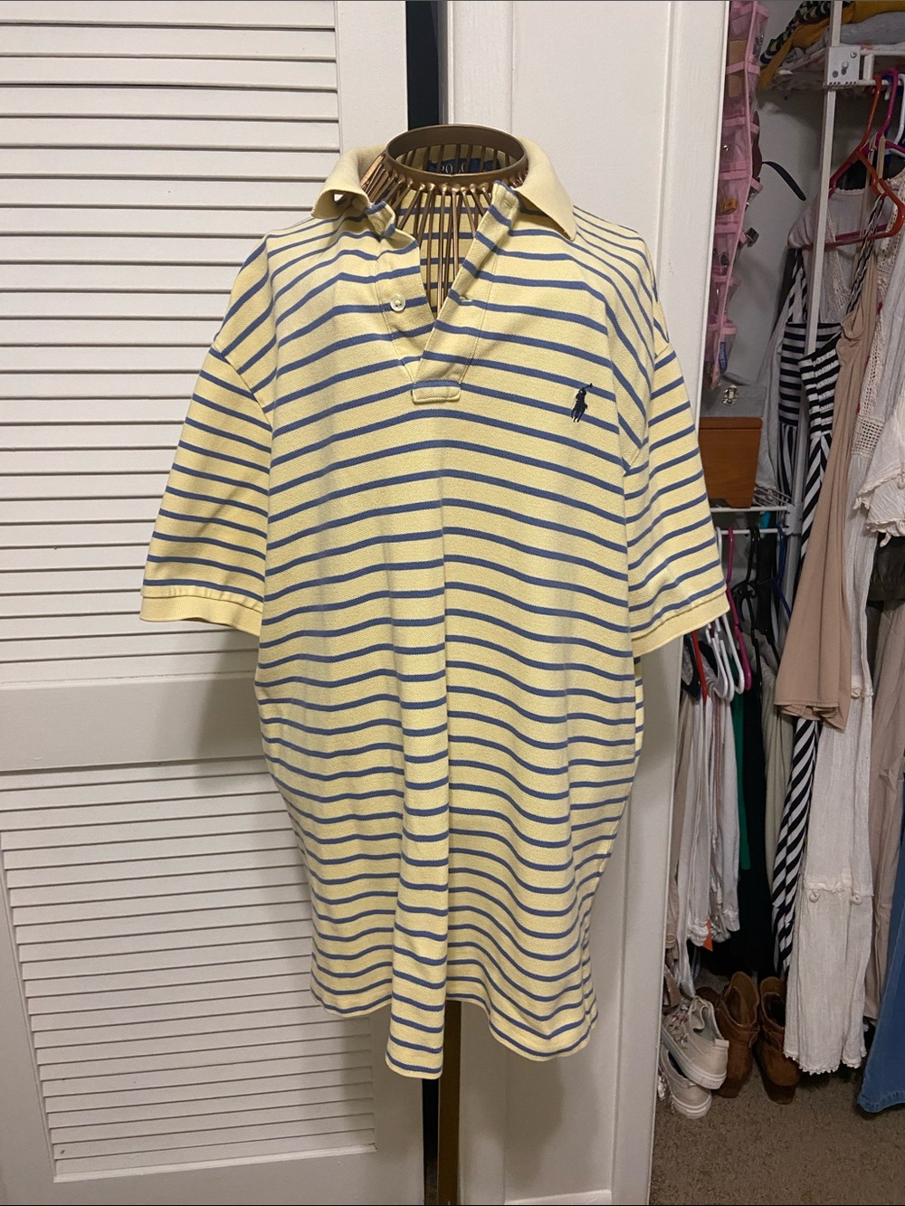 Polo by Ralph Lauren Pale Yellow & Navy Striped Cotton Polo